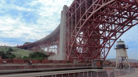Timelapse view of base of Golden Gate Bridge from Fort Point 스톡 동영상 228427860