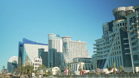 Timelapse view Batumi famous buildings, Georgia, Adjara region. Panning Orbi Stock Footage 335465664