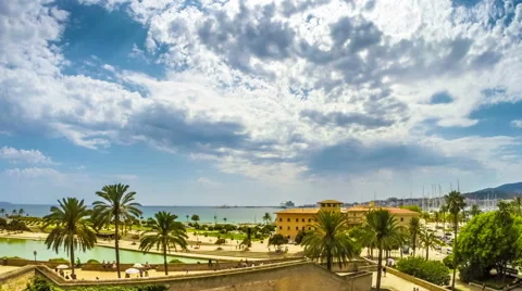Timelapse with the view of the beach of Plama de Mallorca Stock Footage 62057097