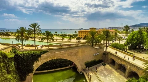 Timelapse with the view of the beach of Plama de Mallorca Stock Footage 62057105