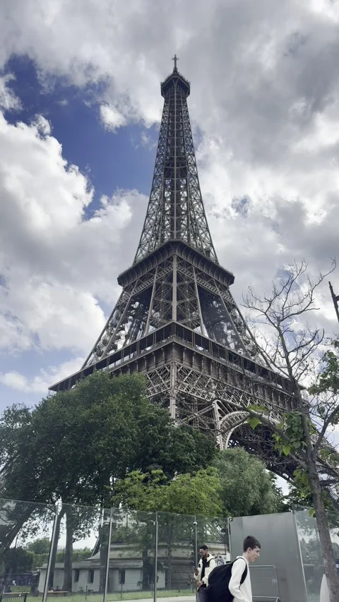 Timelapse view from below of the Eiffel Tower in Paris Stock Footage 337197876