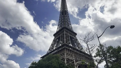 Timelapse view from below of the Eiffel Tower in Paris Stock Footage 337197878