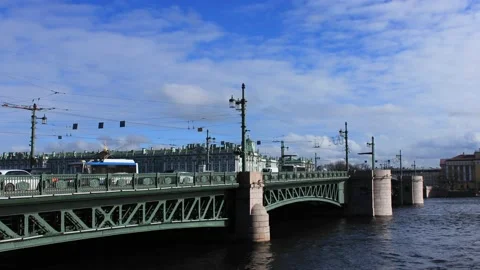 Timelapse view to the bridge in the city on a clear sunny day Stock Footage 130177298