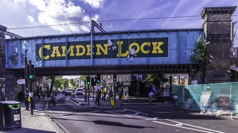 Timelapse view of the Camden Lock railway bridge Stock Footage 51461066