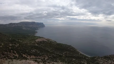 Timelapse view of Cape Aya from the mountain top Video stock 304892552