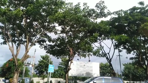 Timelapse view of a car window driving at the outdoor parking lot in mall Stock Footage 221203928