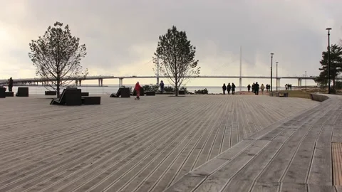 Timelapse view to the city waterfront Stock Footage 130177540