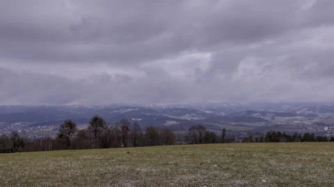 Timelapse view of the city in which the city lies surrounded by mountains Stock Footage 145884352