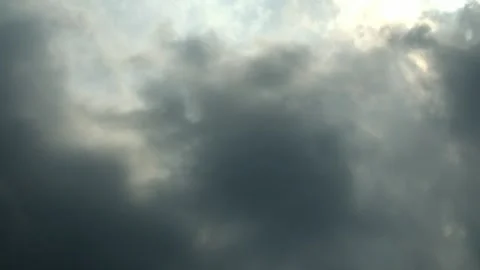 Timelapse view of dark cloudy sky moving to cover the blue sky during the day Video stock 319967400