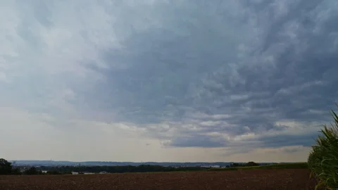 Timelapse view of dramatic storm clouds approaching the city center of Cesk.. 스톡 동영상 342737621