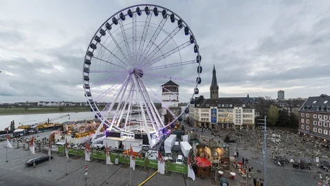 Timelapse view of ferris wheel, Düsseldorf, Germany Stock Footage 100083644