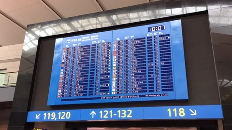 Timelapse view of flight information at a timetable Stock Footage 74481571