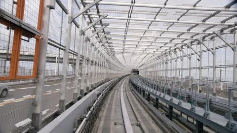 Timelapse view of forward movement on monorail track Stock Footage 124233259