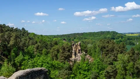 Timelapse view of Fünffingerfelsen near Halberstadt in summer Stock Footage 325908957