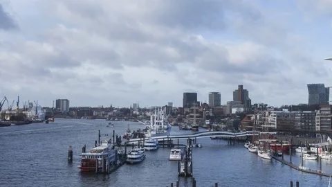 Timelapse view of Hamburg Harbour Stock Footage 102906459