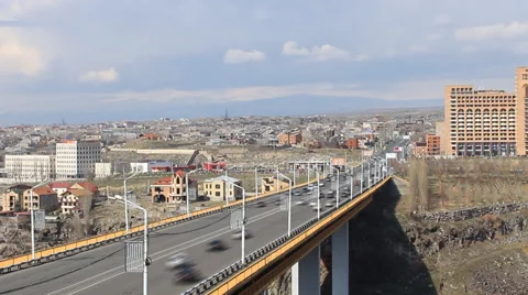 Timelapse,the view from the height on the large bridge Stock Footage 61155275