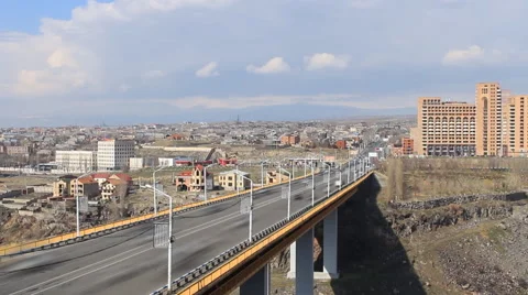 Timelapse,the view from the height on the large bridge 스톡 동영상 62248708