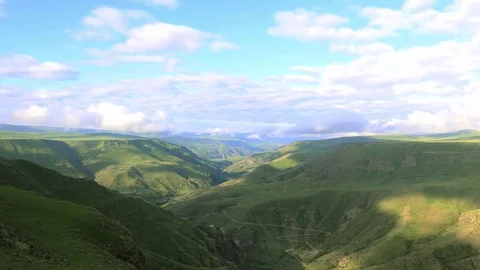 Timelapse view of the highland valley from the height of the hill Stock Footage 78161271