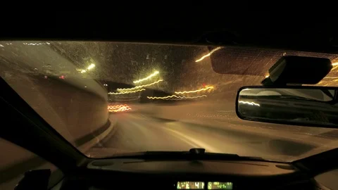 Timelapse, view from inside of a car moving in the night Vidéo 101099302