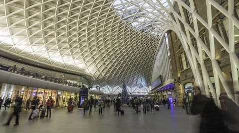Timelapse view of King's Cross station in London Stock Footage 58516032