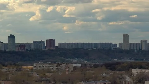 Timelapse with a view to Krylatskie Holmy district Stock Footage
