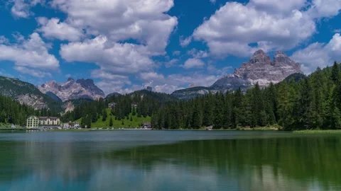 TImelapse view of lake Misurina in the Dolomites, Italian Alps Stock Footage 138483752