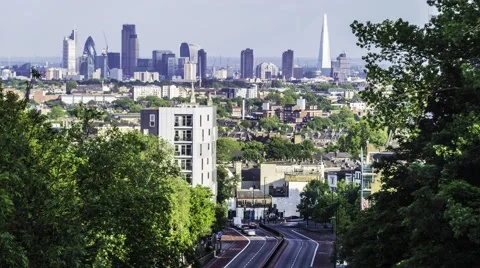 Timelapse view of London skyline viewed from the North Stock Footage 51466397