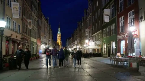 Timelapse view of the long walking street in Gdansk 스톡 동영상 75733935
