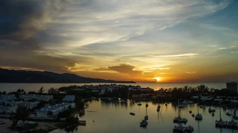 Timelapse view marina at sunset in Montego Bay - Jamaica Stock Footage 125810153