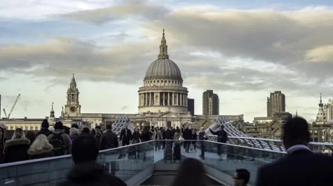 Timelapse view of the Millennium bridge in London Stock Footage 58711916