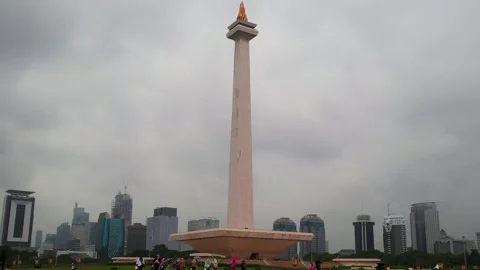 Timelapse view of Monas (National Monument) Stock Footage 327843353