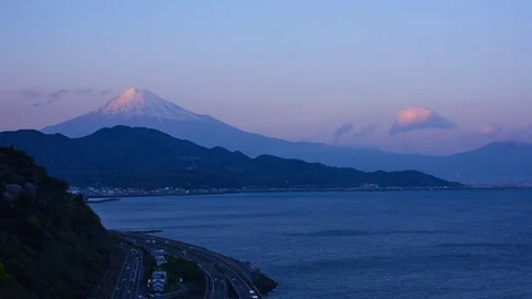 Timelapse view of Mount Fuji at sunset from Satta ridge, Shizuoka Prefecture, Vidéo 78078652