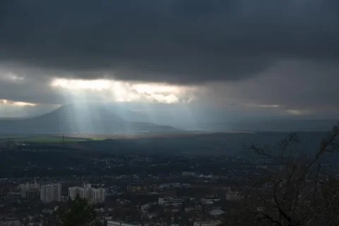 Timelapse with a view of the mountains and clouds moving across the sky Stock Footage 274994369
