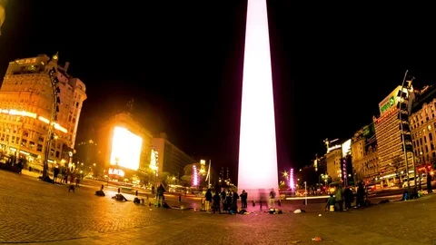 Timelapse view on the Obelisk Monument in Buenos Aires in Argentina Stock Footage 84908460