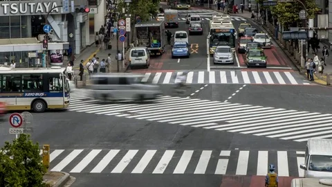 Timelapse View over a crowd pedestrian crossing Shibuya Tokyo. Asian people -Dan Stock Footage 81443587