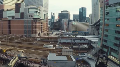 Timelapse View Over Jr Station Umeda In Osaka Vídeo Stock 81993980