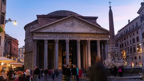Timelapse view of the Pantheon in Rome after sunset Stock Footage 134548218