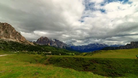 TImelapse view of Passo Gardena in the Dolomites, Italian Alps Stock Footage 140260551
