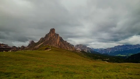 Timelapse view of passo Giau in the Dolomites, Italian Alps Stock Footage 138484178