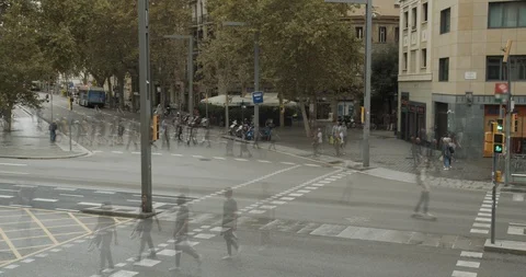 Timelapse. View of people and traffic at pedestrian crossing. Stock Footage 119416505