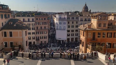 Timelapse view of Piazza di Spagna and Via Condotti in Rome Stock Footage 134548271