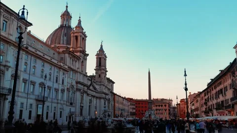 Timelapse view of Piazza Navona in Rome Stock Footage 140261086