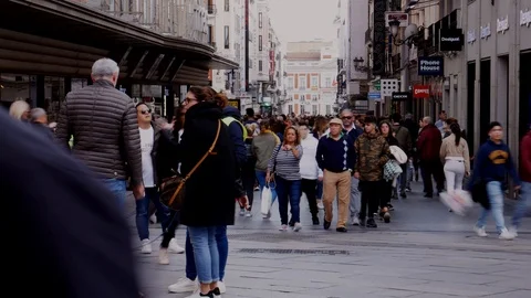 Timelapse view of Puerta del Sol, one of the best known and busiest places in Stock Footage 119152790