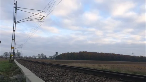 Timelapse view at the railway Stock Footage 97606479