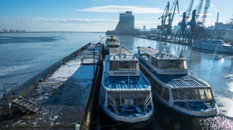 Timelapse view of river port. Stock Footage 58968108