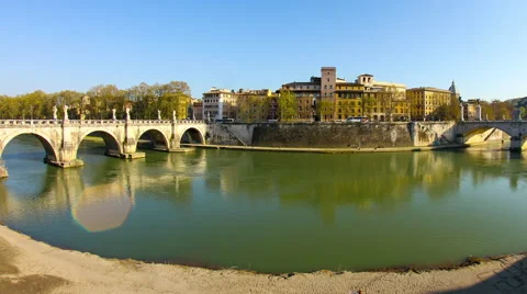 Timelapse view on the river Tiber in Rome Stock Footage 63206537