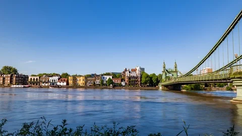 Timelapse view of the riverside village of Hammersmith in West London Stock Footage 93020539