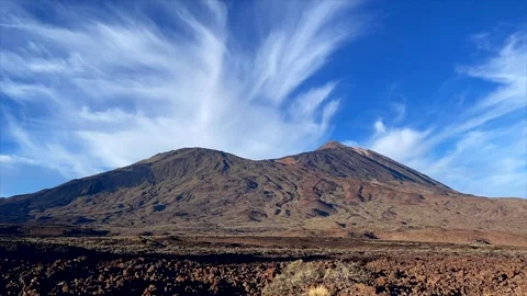 Timelapse view of Rocky Terrain of Teide Volcano Stock Footage 308220786