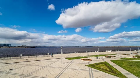 Timelapse view of rolling clouds on blue sky. Stock Footage 107358179