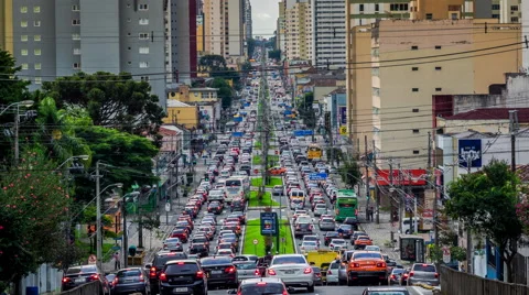 Timelapse View of Rush Hour Traffic in Curitiba, Brazil Stock Footage 58560198
